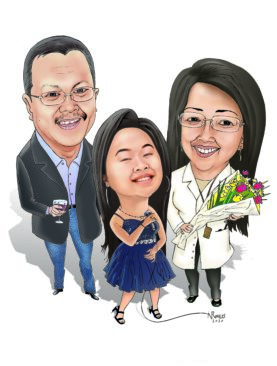 Personalized Family Portrait Group Caricature