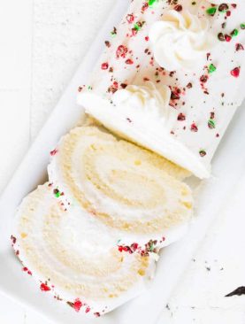 White chocolate Yule Logcake (White chocolate Bûche de Noël)