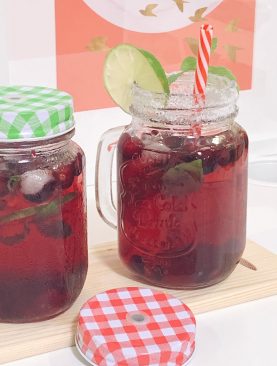 Holiday Mojito Mocktail with Cranberry and Pomegranate (non-alcoholic festive drink)