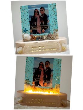 Ocean Resin Photoframe Night Light with customised message