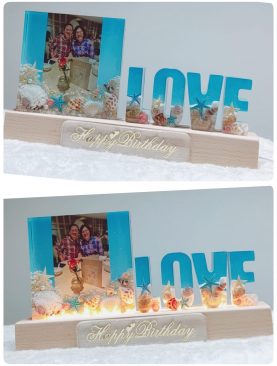 Ocean Resin Photoframe Letters Night Light with customised message