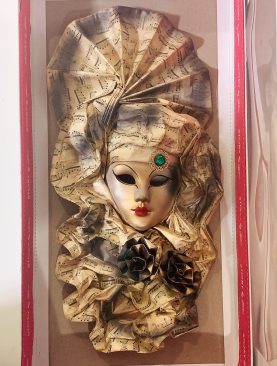 Venetian Masquerade Mask Musical Notes Collectible Series – Beige Gold (Medium)
