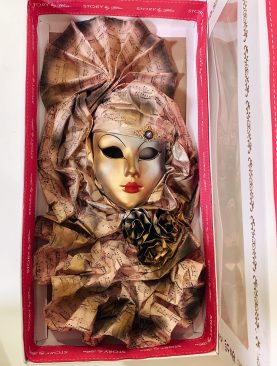 Venetian Masquerade Mask Musical Notes Collectible Series – Pink Gold (Large)