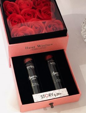 Luxury Cosmetic Pink Gift Box KISS Double Lipsticks Set