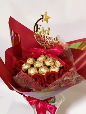 SOLD OUT! Eid Mubarak Red Roses & Rocher Bouquet