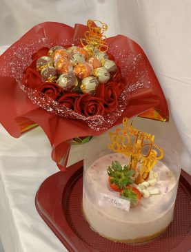 HBD Roses & Chocolate Bouquet with Strawberry Mousse Cake Bundle