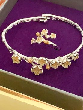 Plum Blossom Jewellery Gift Set – Bracelet & Ring