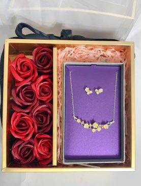 Plum Blossom Jewellery Set – Necklace & Earring Studs Set